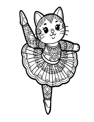 Ballerina Cat - Free printable coloring page