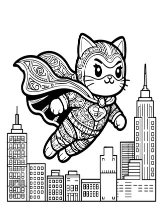 Superhero Cat - Free printable coloring page