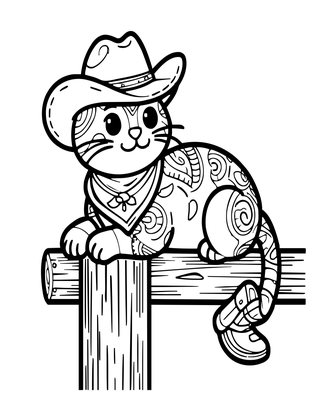 Cowboy Cat - Free printable coloring page