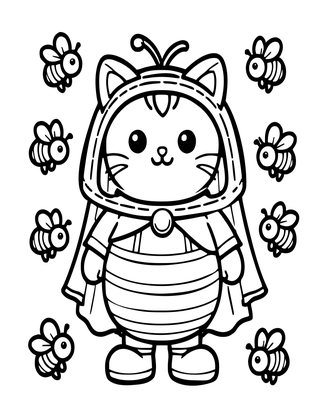 Beekeeper Cat - Free printable coloring page