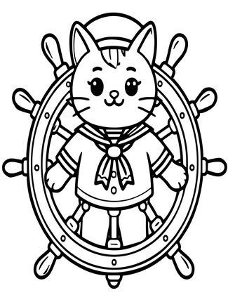 Sailor Cat - Free printable coloring page
