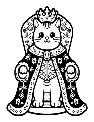 King Cat - Free printable coloring page