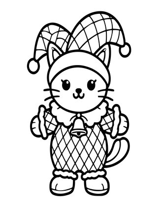 Jester Cat - Free printable coloring page