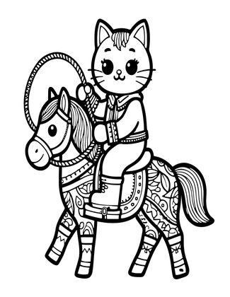 Cowgirl Cat - Free printable coloring page