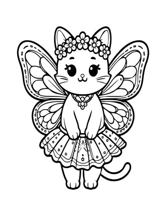 Fairy Cat - Free printable coloring page