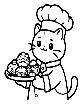 Chef Cat - Free printable coloring page
