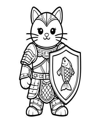 Knight Cat - Free printable coloring page