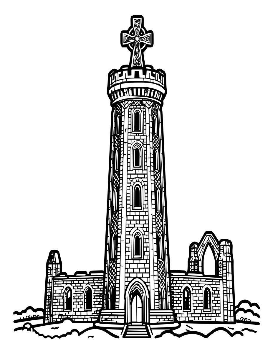 Round Tower - free printable coloring page