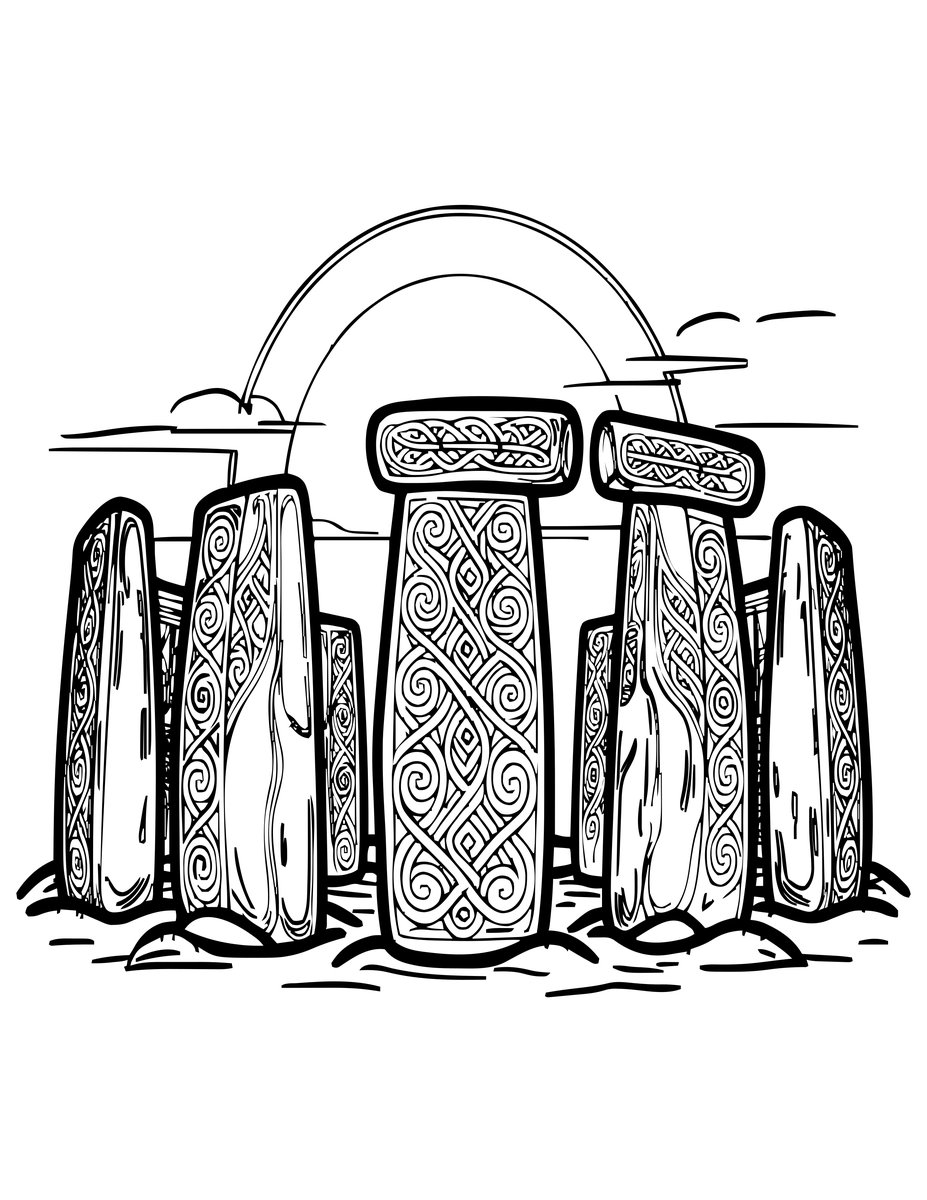 Stone Circle - free printable coloring page
