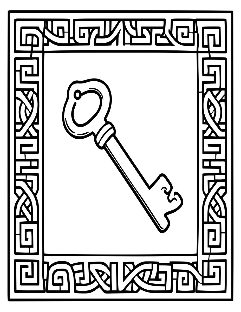 Key Pattern Border - free printable coloring page