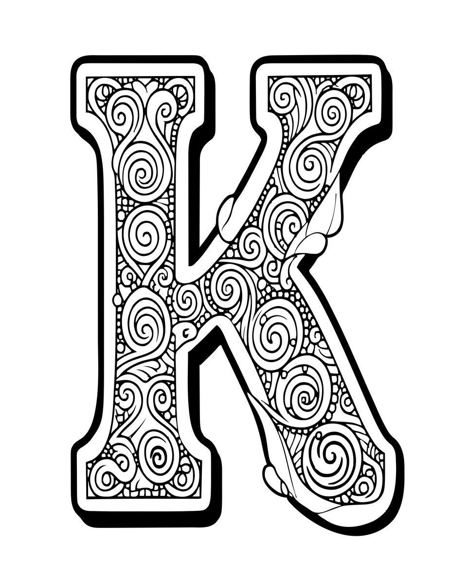 Book of Kells Initial - free printable coloring page