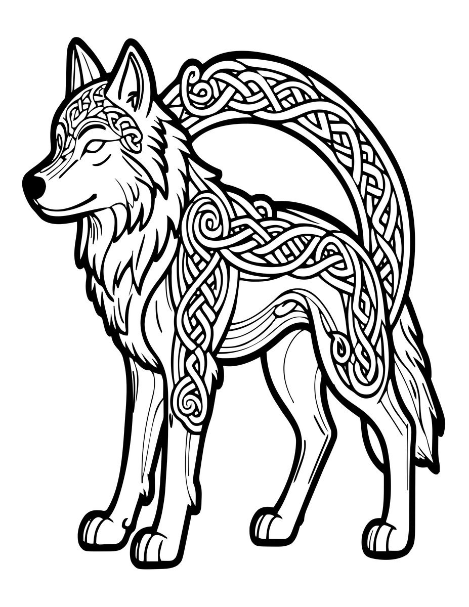 Celtic Wolf - free printable coloring page