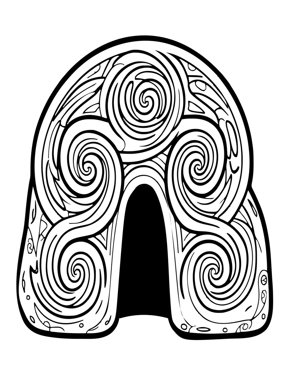 Newgrange Spiral - free printable coloring page
