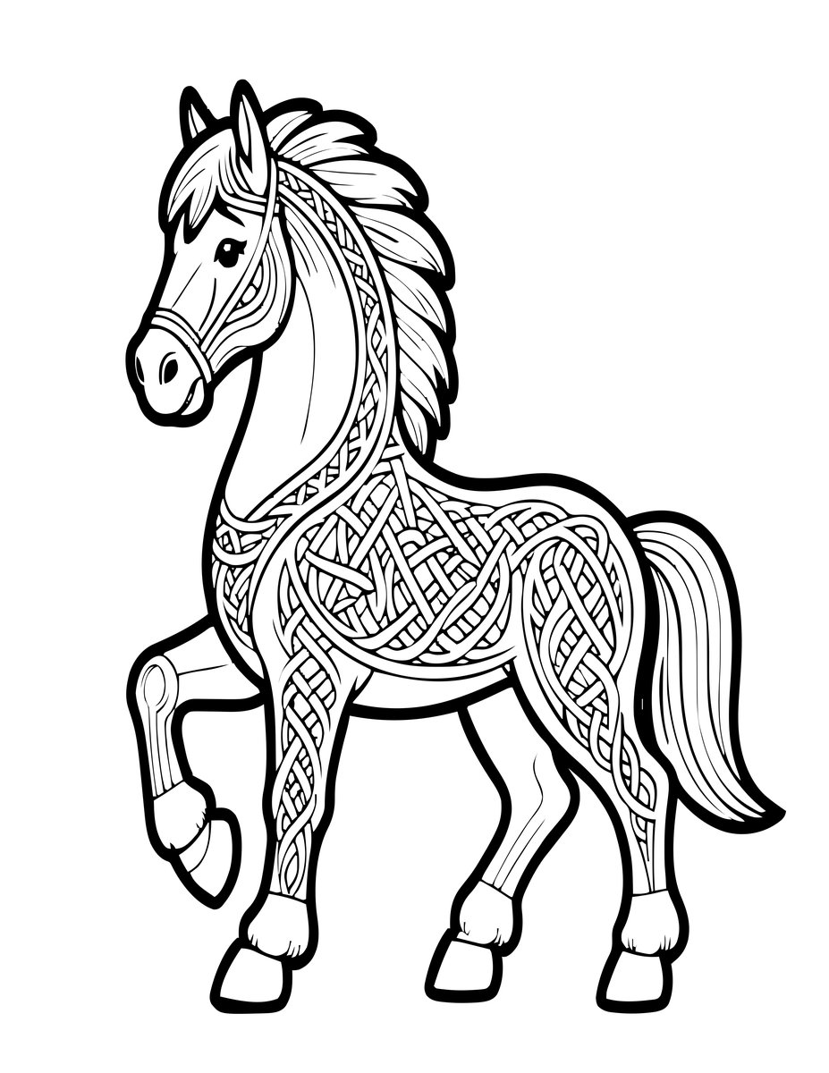 Celtic Horse - free printable coloring page