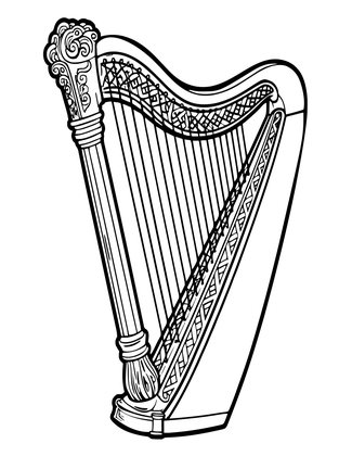 Celtic Harp - Free printable coloring page