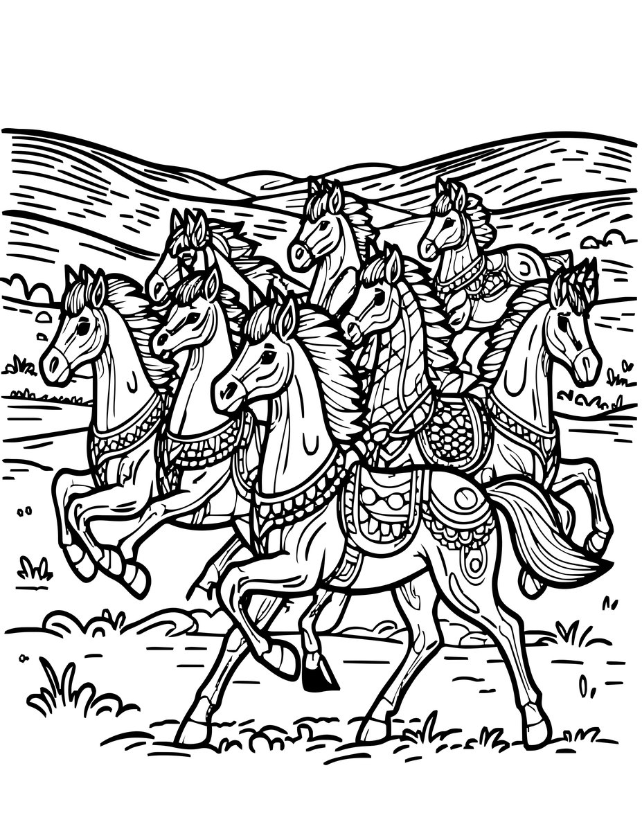 Centaur Herd - free printable coloring page