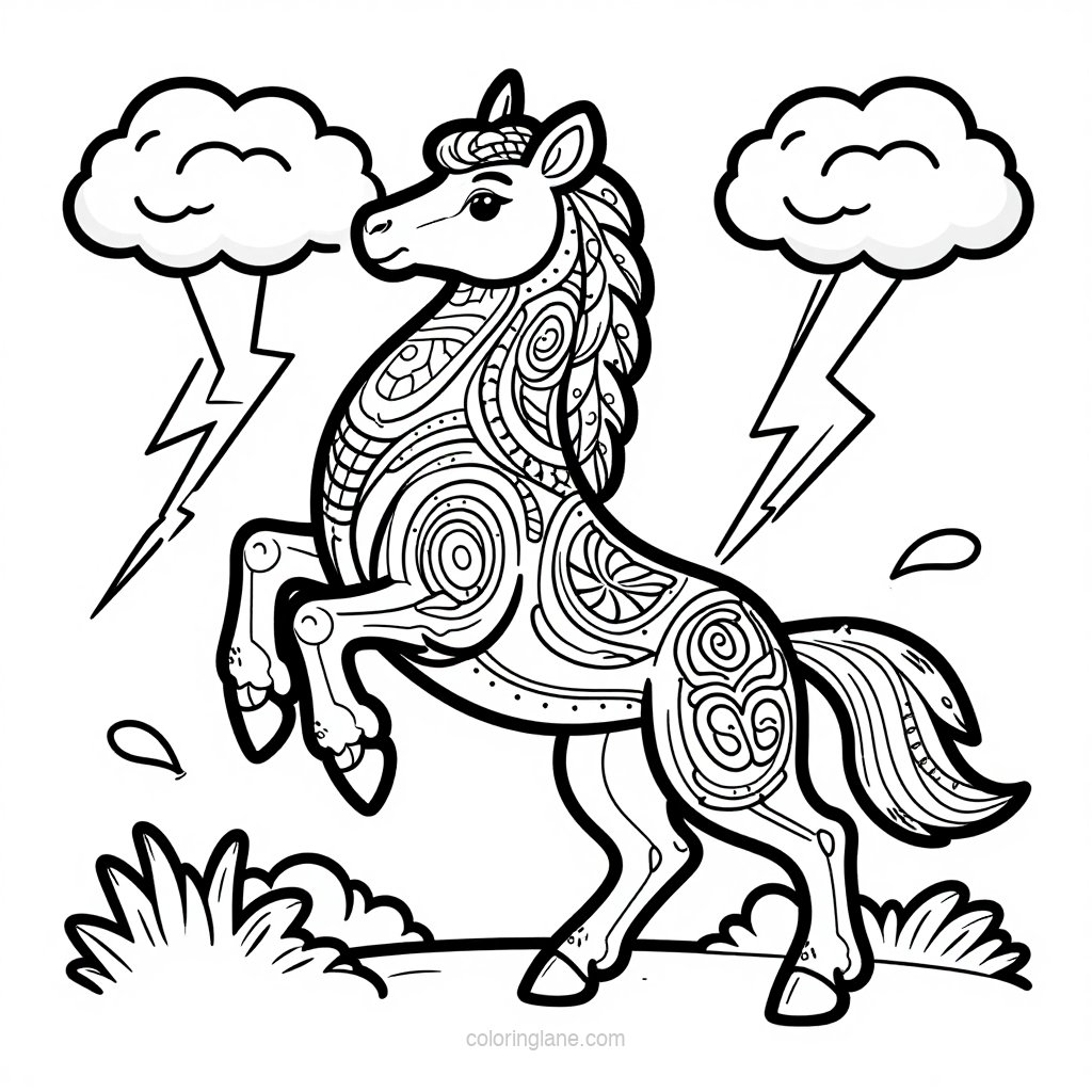 Centaur in Storm - free printable coloring page