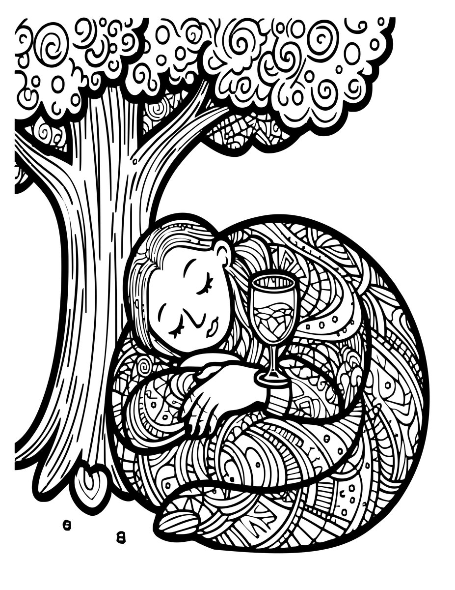 Satyr Sleeping - free printable coloring page