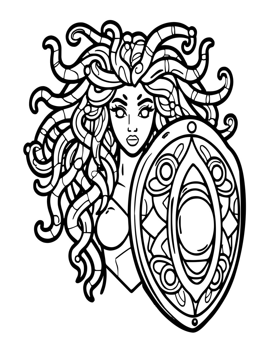 Centaur and Medusa - free printable coloring page