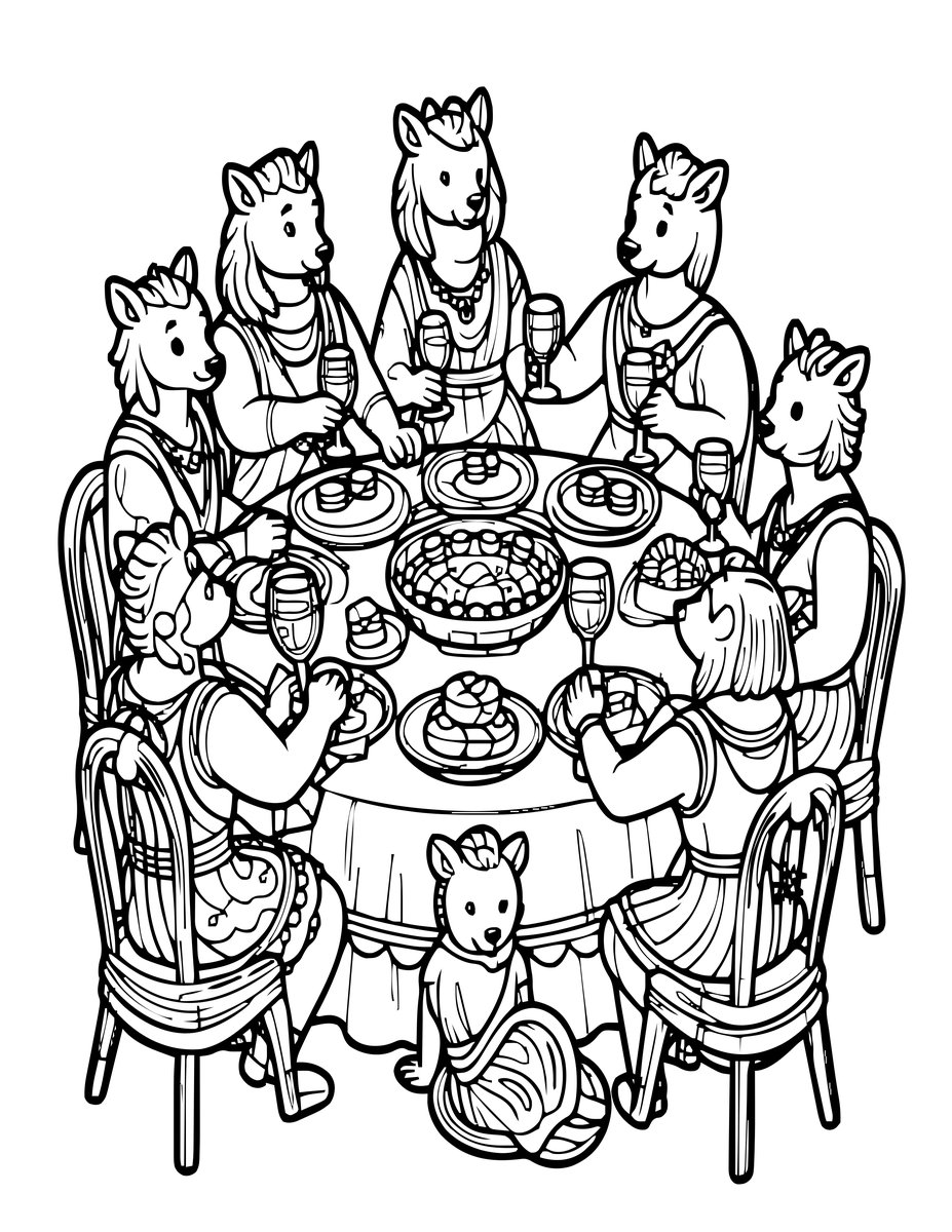 Satyrs Feasting - free printable coloring page