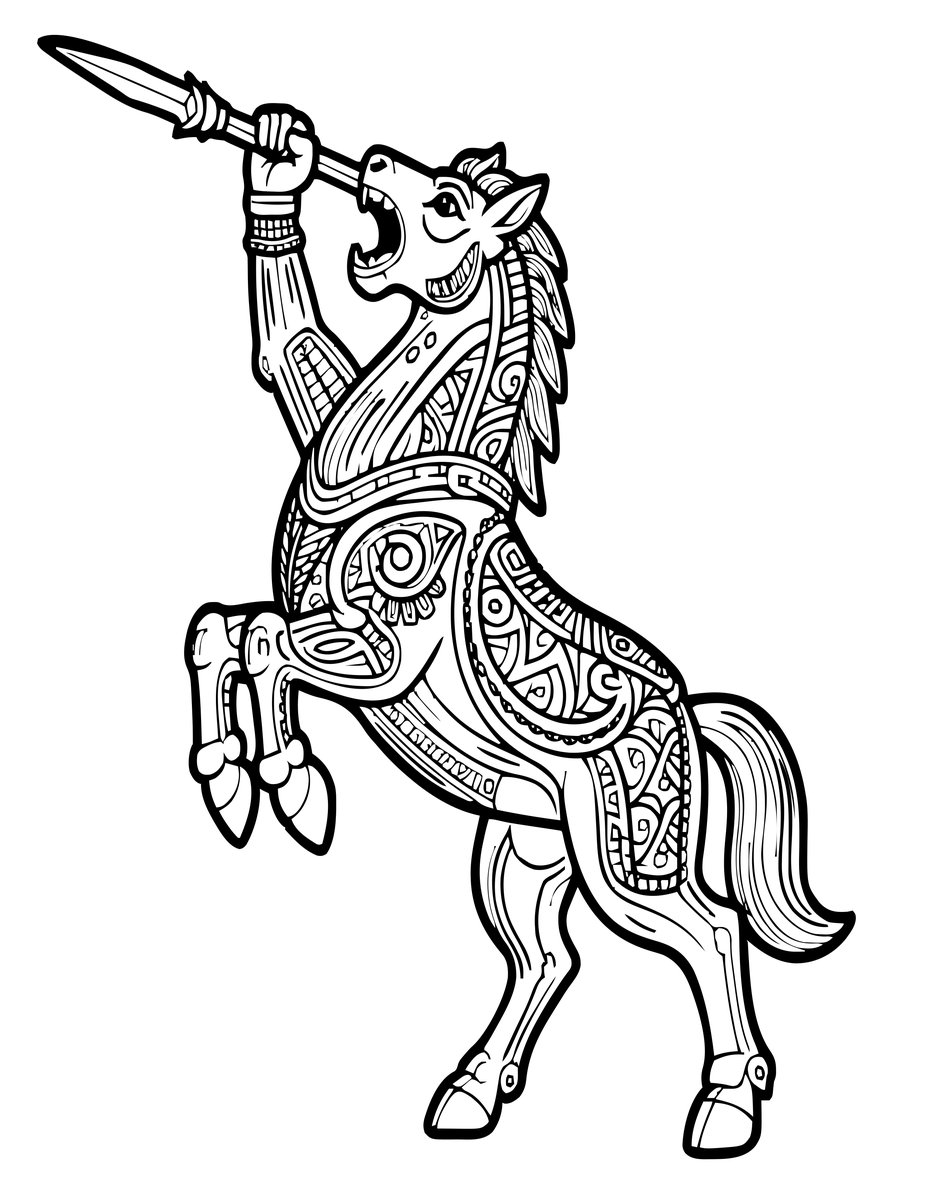 Centaur Battle Cry - free printable coloring page