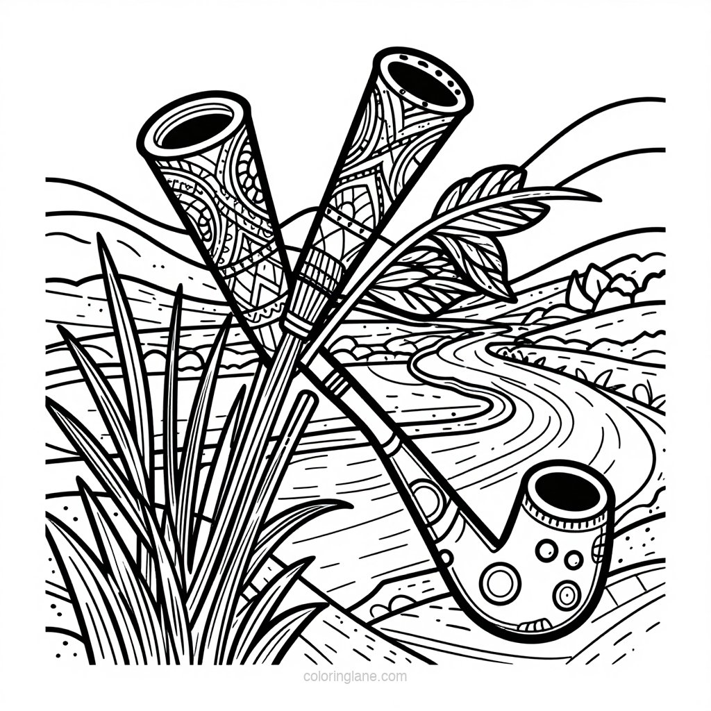 Pan and Syrinx - free printable coloring page