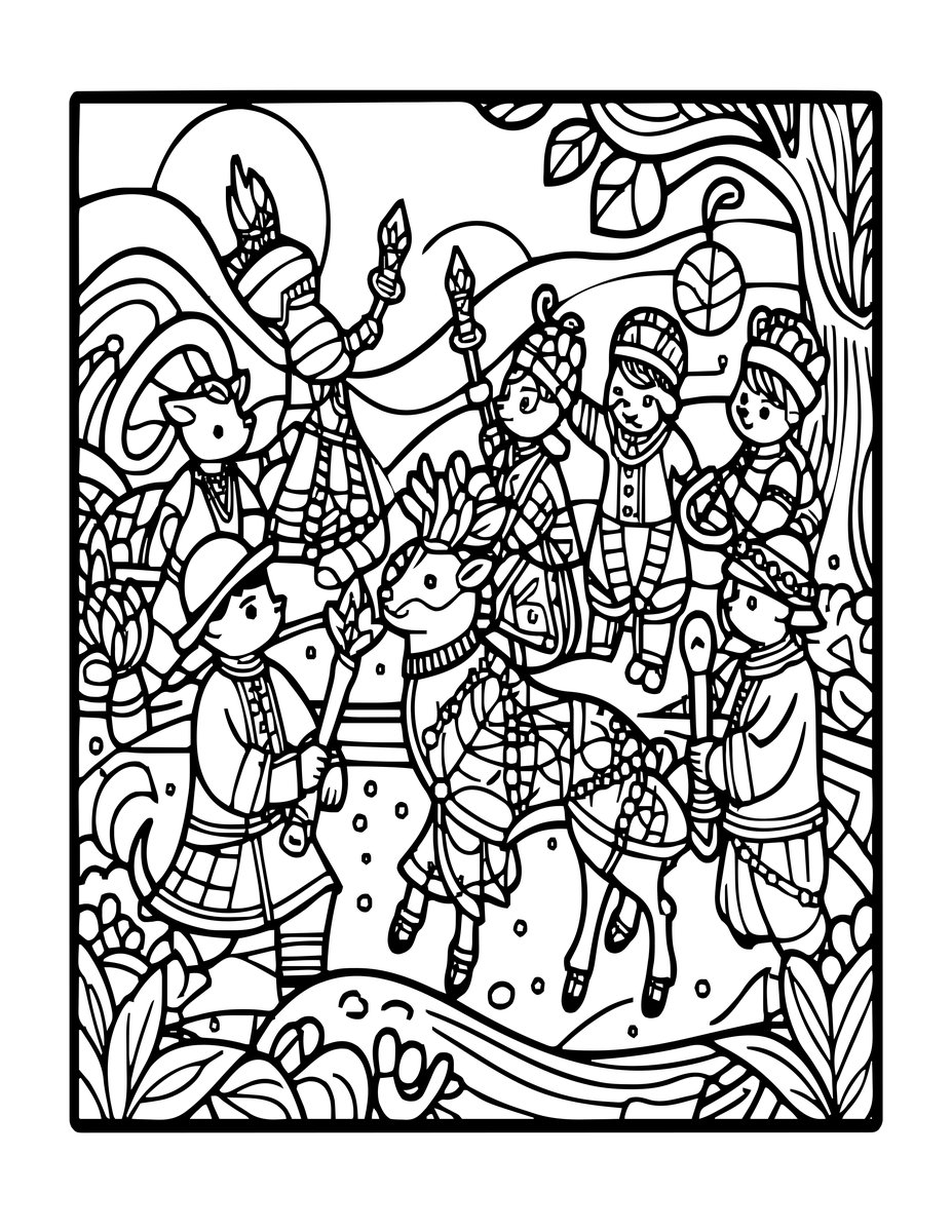 Satyr Revelry - free printable coloring page