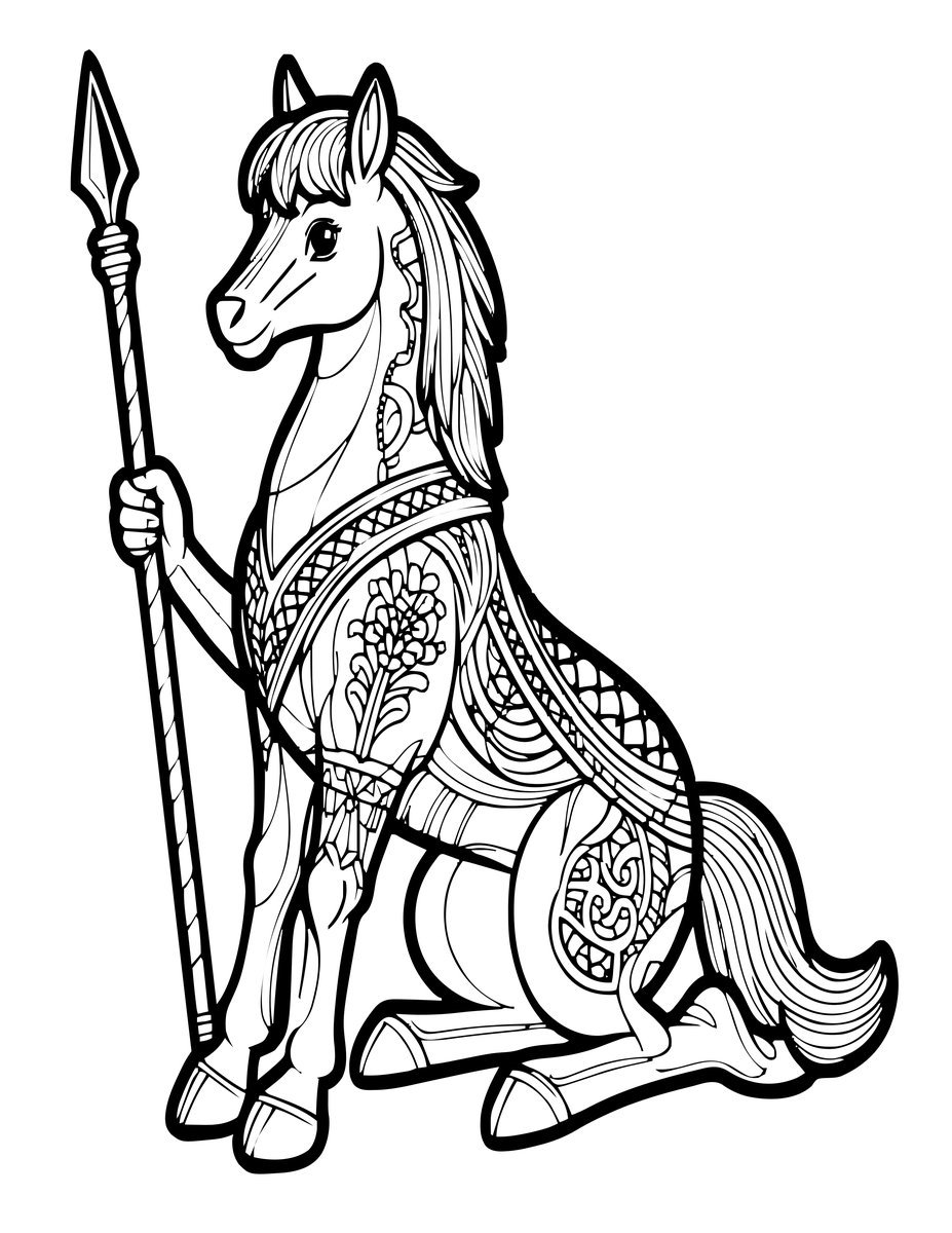 Wounded Centaur - free printable coloring page