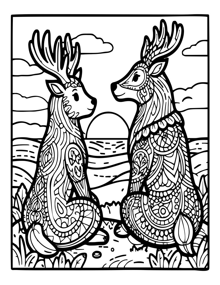 Satyr and Faun Together - free printable coloring page