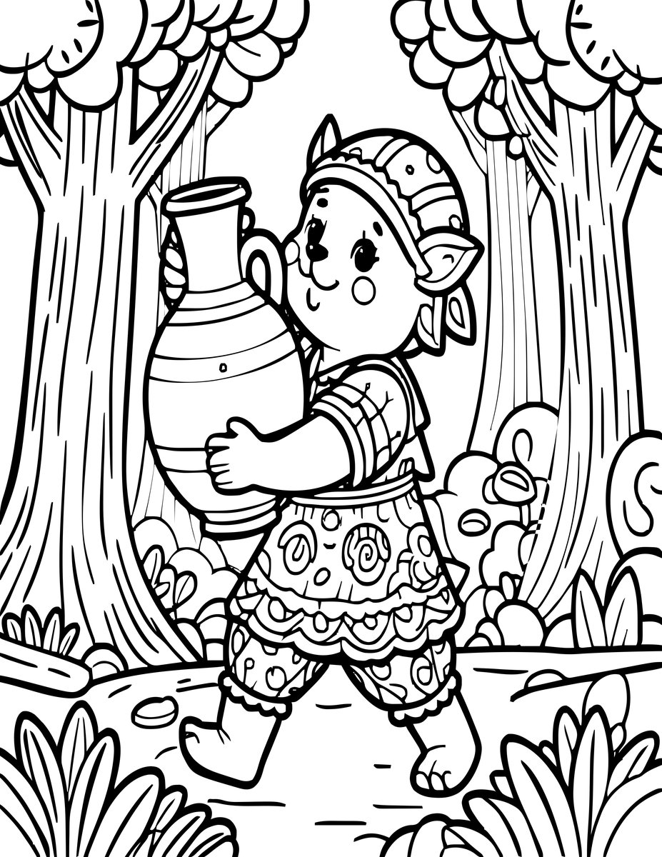 Satyr with Wine - free printable coloring page