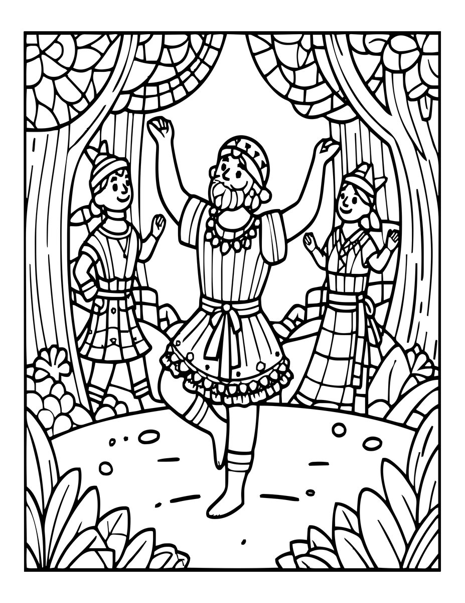 Satyr Dancing - free printable coloring page