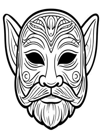 Satyr Mask - Free printable coloring page
