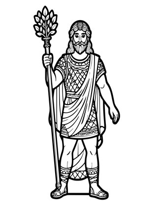 Satyr with Thyrsus - Free printable coloring page