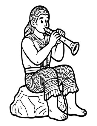 Satyr Playing Pan Pipes - Free printable coloring page