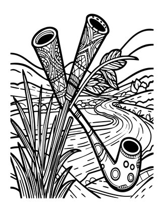 Pan and Syrinx - Free printable coloring page