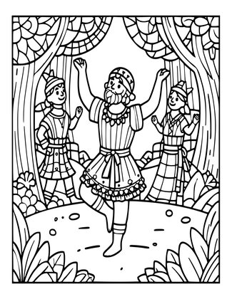 Satyr Dancing - Free printable coloring page