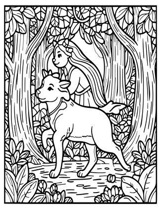 Satyr and Nymph - Free printable coloring page
