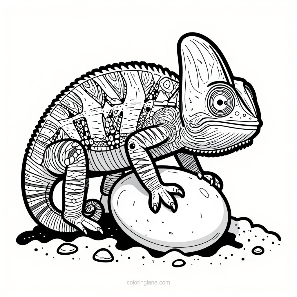 Chameleon Drinking - free printable coloring page