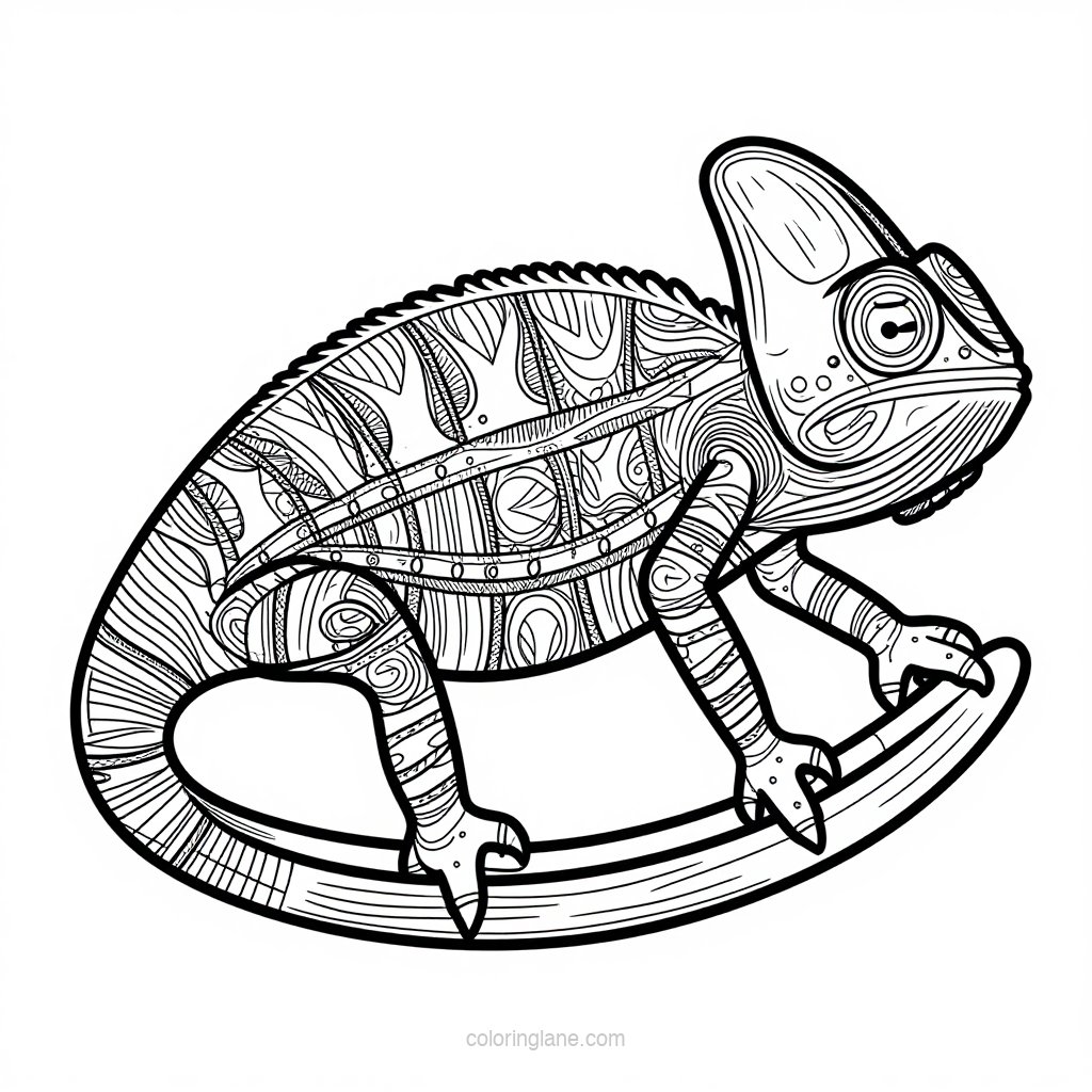 Chameleon at Night - free printable coloring page