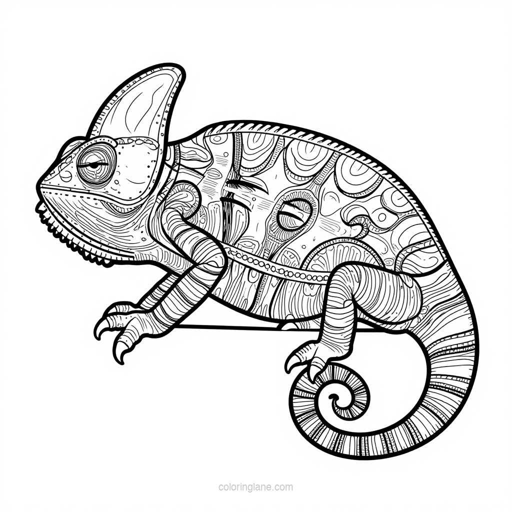 Flap-Necked Chameleon - free printable coloring page