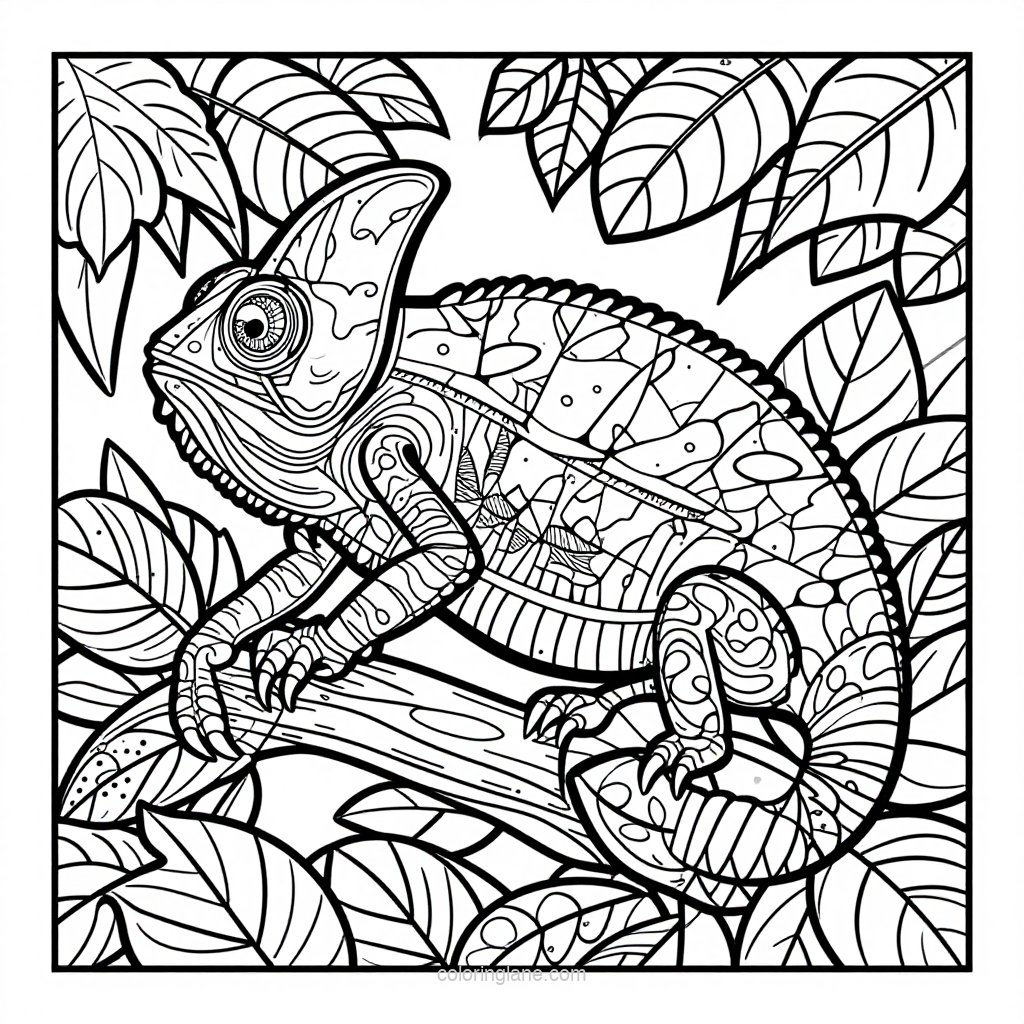 Chameleon Hatching - free printable coloring page