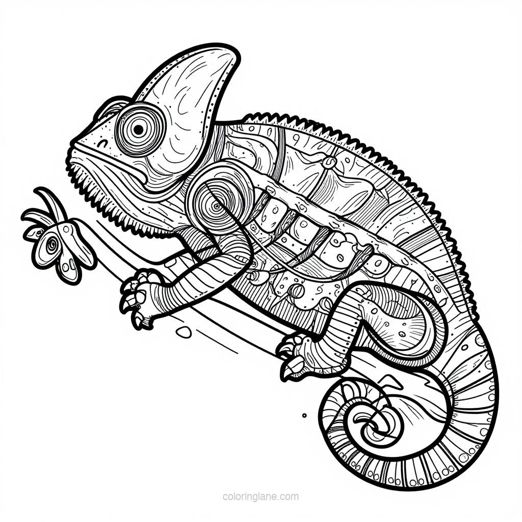 Panther Chameleon - free printable coloring page