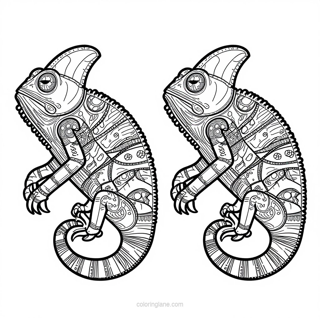 Female Chameleon - free printable coloring page