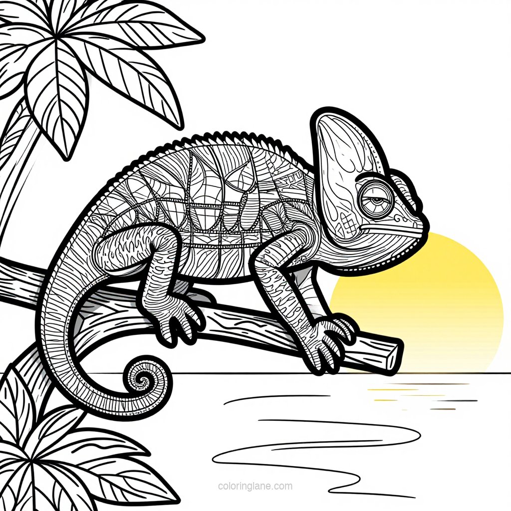 Oustalet's Chameleon - free printable coloring page