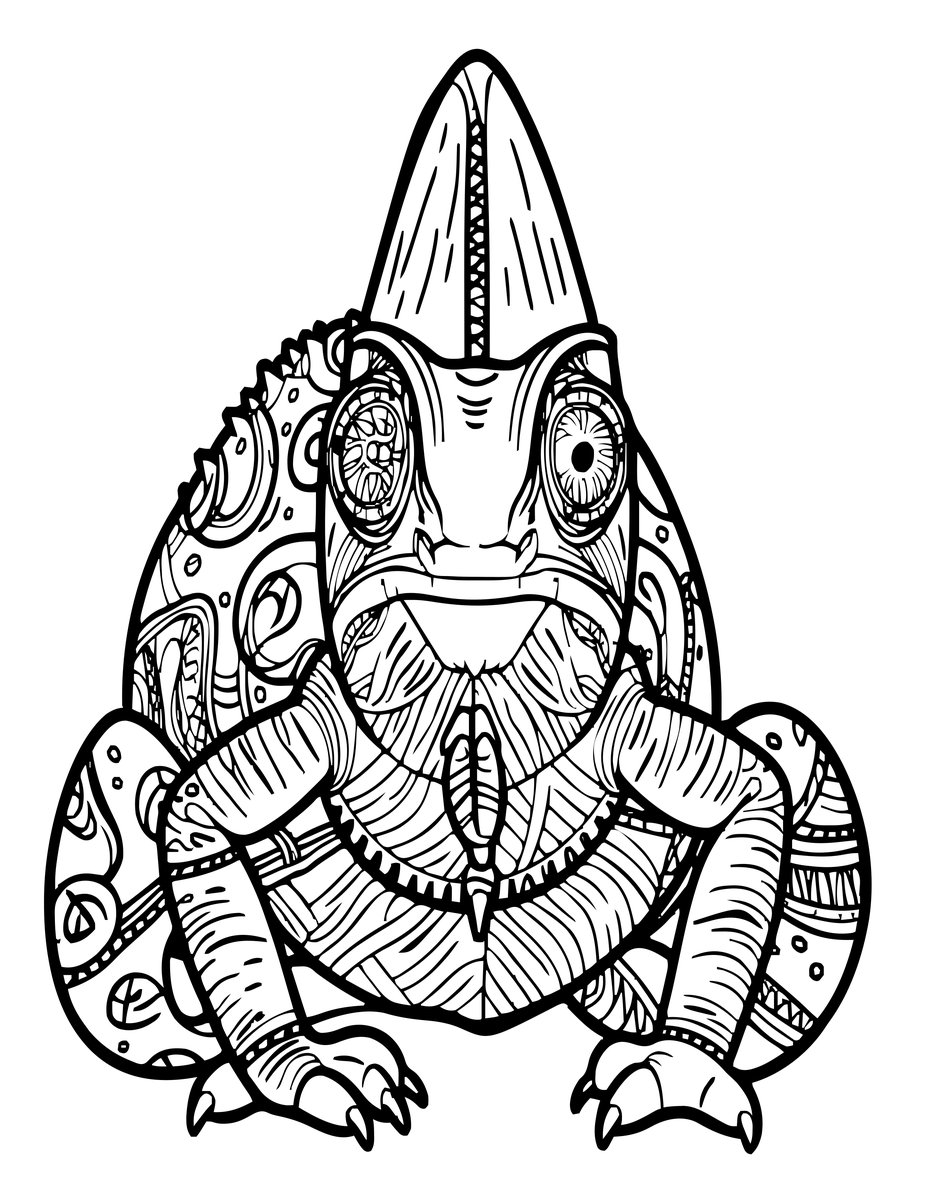 Chameleon Front View - free printable coloring page