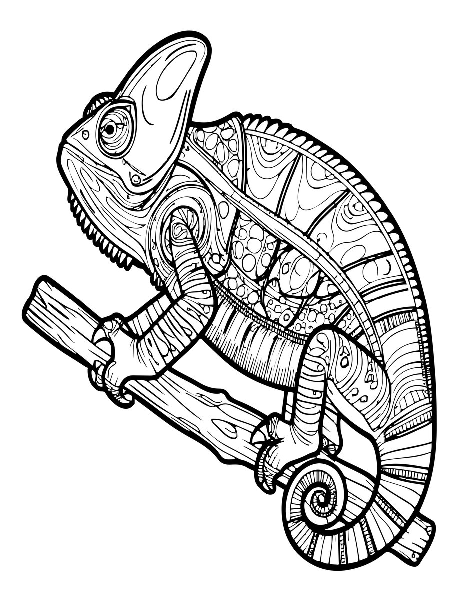 Chameleon Tail Curl - free printable coloring page