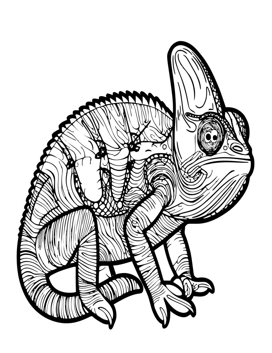 Jackson's Chameleon - free printable coloring page