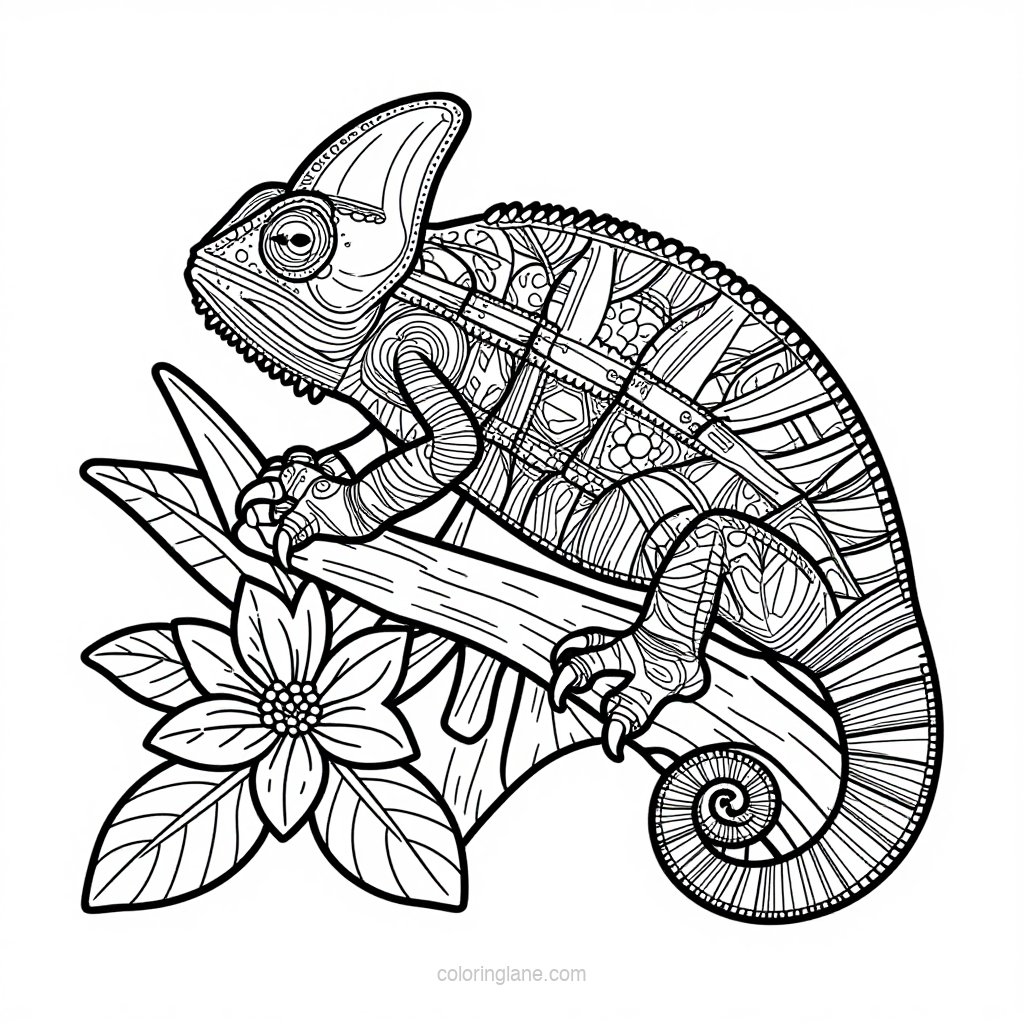 Parsons Chameleon - free printable coloring page