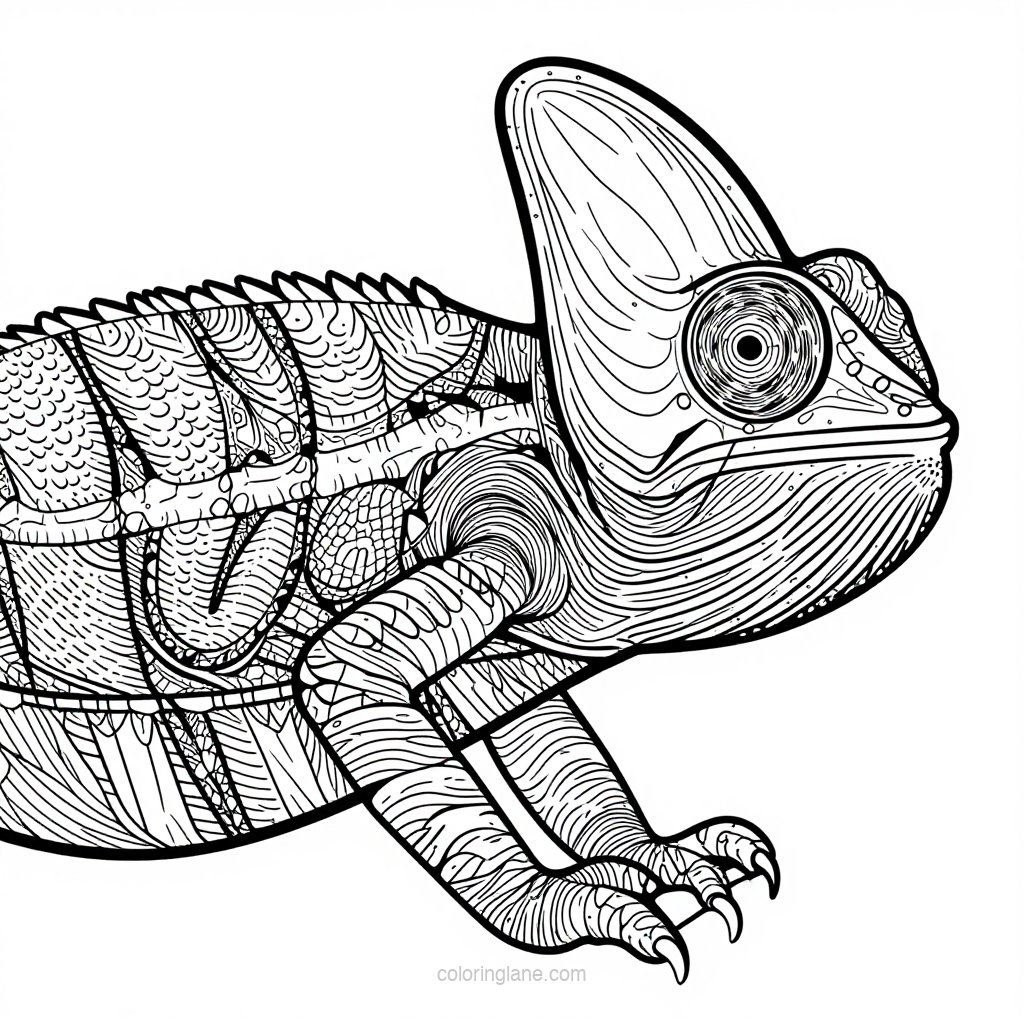 Baby Chameleon - free printable coloring page