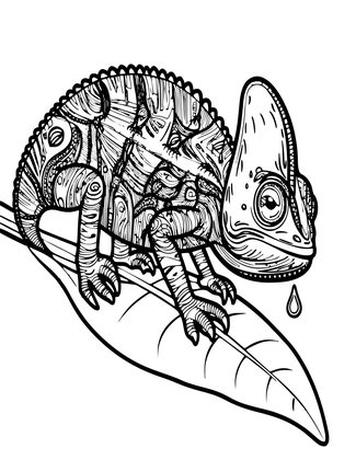 Chameleon Drinking - Free printable coloring page